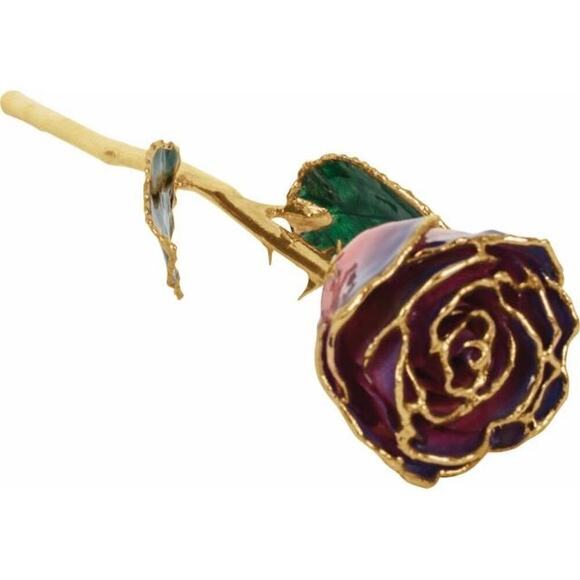 Lacquered Purple & Pink Rose with Gold Trim - Picture 1 of 7